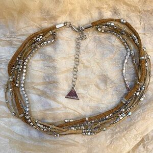 Serafina Mixed-Media Leather & Crystal Wrap Bracelet with Smoky Grey Stones